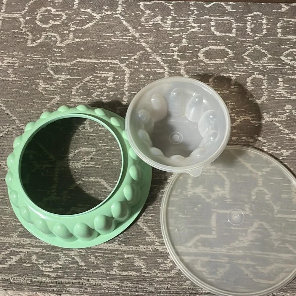 Vintage Tupperware Jello Mold Retro Lime Green Dessert Container Collector 3 Pc